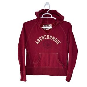 Vintage Y2K Abercrombie & Fitch Women Juniors Large Sweatshirt Hoodie Red V Neck